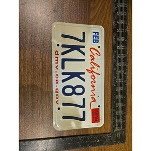 California DMV‎ 2016 License Plate 7KLK877 Expired Auto Car Tag